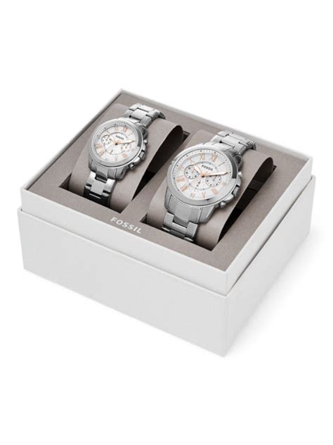 grant chronograph stainless steel watch box set bq2180set|fossil grant watch.